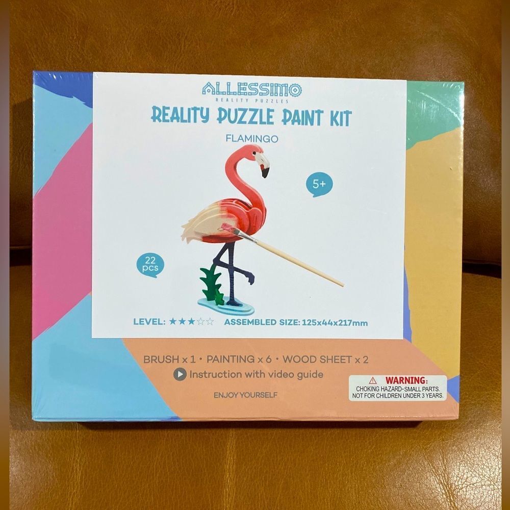 Allessimo Create & Paint Wooden 3D Pink Flamingo Level 3 Reality Puzzles… - Picture 6 of 7